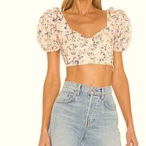 Peach floral cropped top